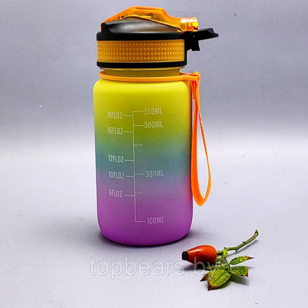 Бутылка для воды 550 мл. с клапаном и разметкой / Двухцветная бутылка для воды и других напитков - фото 3 - id-p215450451
