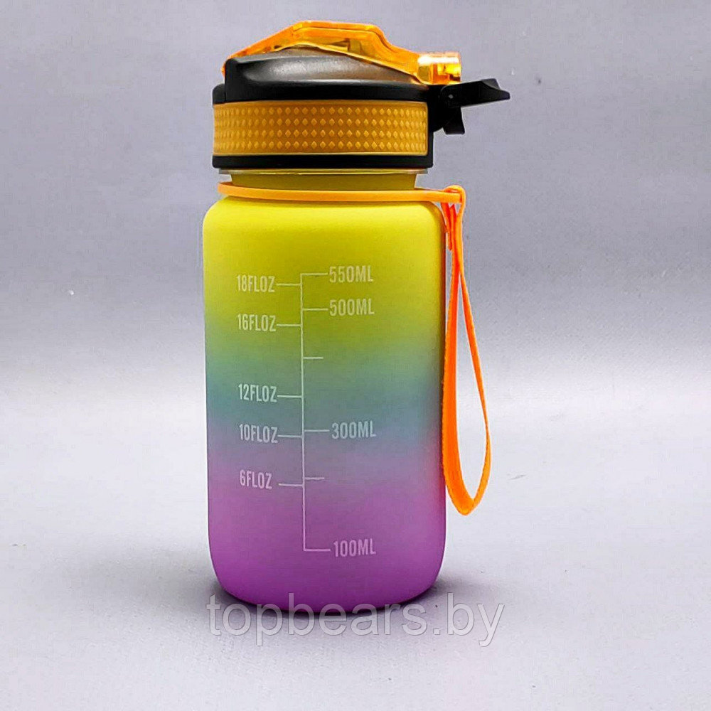 Бутылка для воды 550 мл. с клапаном и разметкой / Двухцветная бутылка для воды и других напитков - фото 4 - id-p215450451