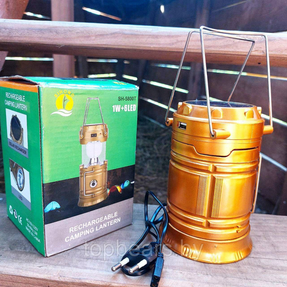 Универсальный складной кемпинговый фонарь-лампа 6 LED Solar Camping Lamp SH 5800T 3W с солнечной панелью - фото 2 - id-p215284319