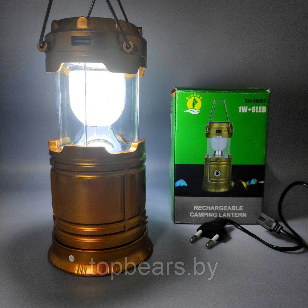 Универсальный складной кемпинговый фонарь-лампа 6 LED Solar Camping Lamp SH 5800T 3W с солнечной панелью - фото 3 - id-p215284319