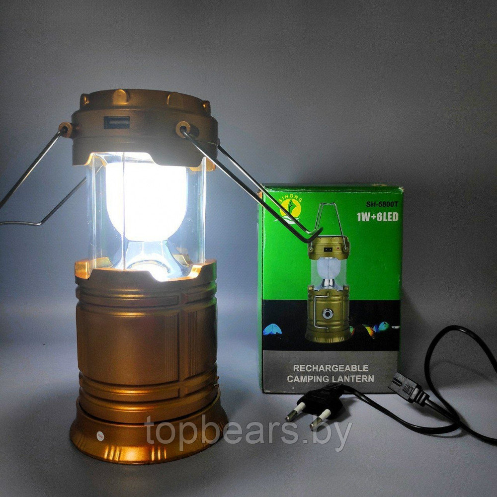 Универсальный складной кемпинговый фонарь-лампа 6 LED Solar Camping Lamp SH 5800T 3W с солнечной панелью - фото 10 - id-p215284319