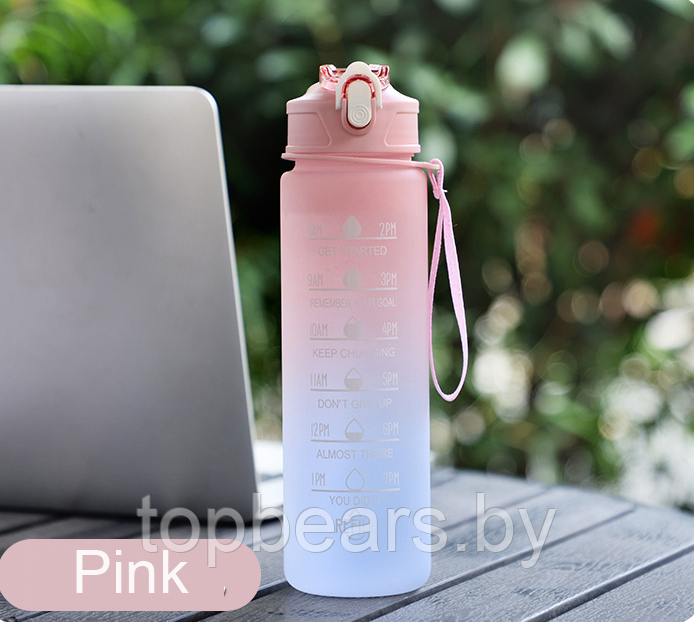 Бутылка для воды 1000 мл. с клапаном и разметкой / Двухцветная бутылка для воды и других напитков - фото 7 - id-p215427500