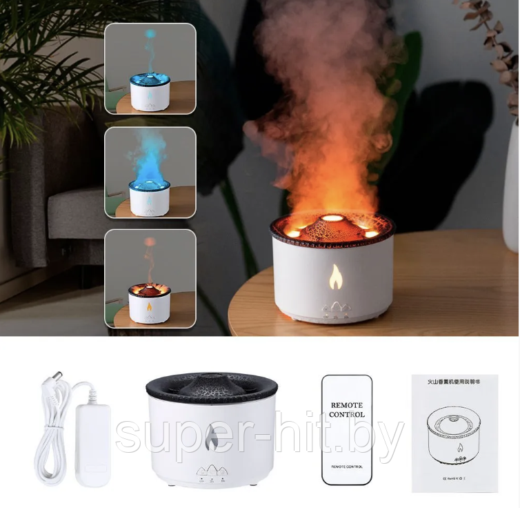 Увлажнитель воздуха (аромадиффузор) - ночник Aroma Diffuser J-V19 с пультом ДУ, 300 ml (режимы вулкан/пламя,2) - фото 1 - id-p216514126