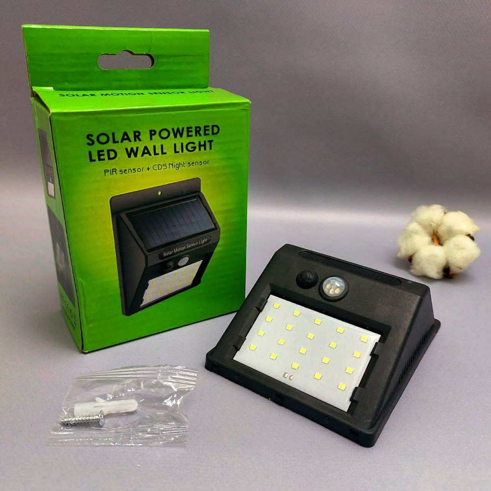 Светодиодный уличный светильник на солнечных батареях 20 LED solar powered led wall light 5W с датчиком - фото 8 - id-p216372990