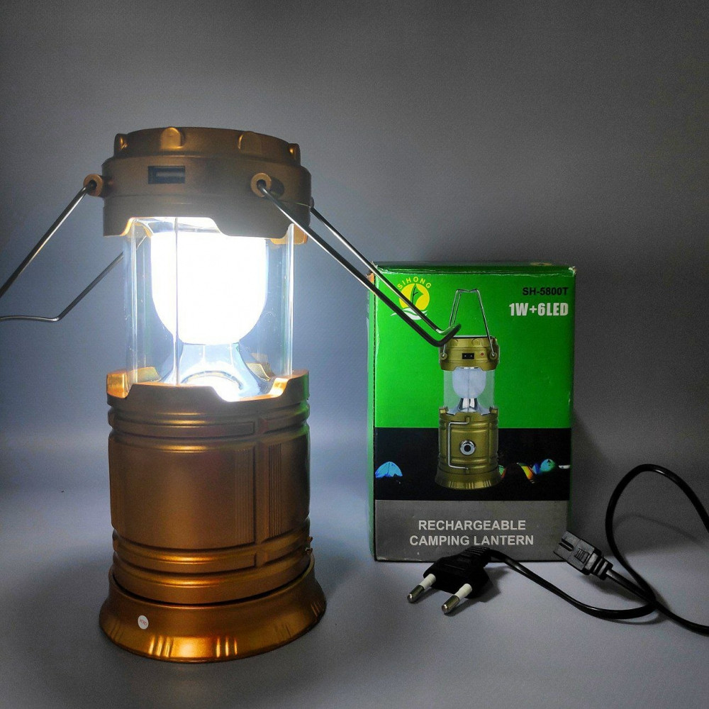 Универсальный складной кемпинговый фонарь-лампа 6 LED Solar Camping Lamp SH 5800T 3W с солнечной панелью - фото 10 - id-p216373044