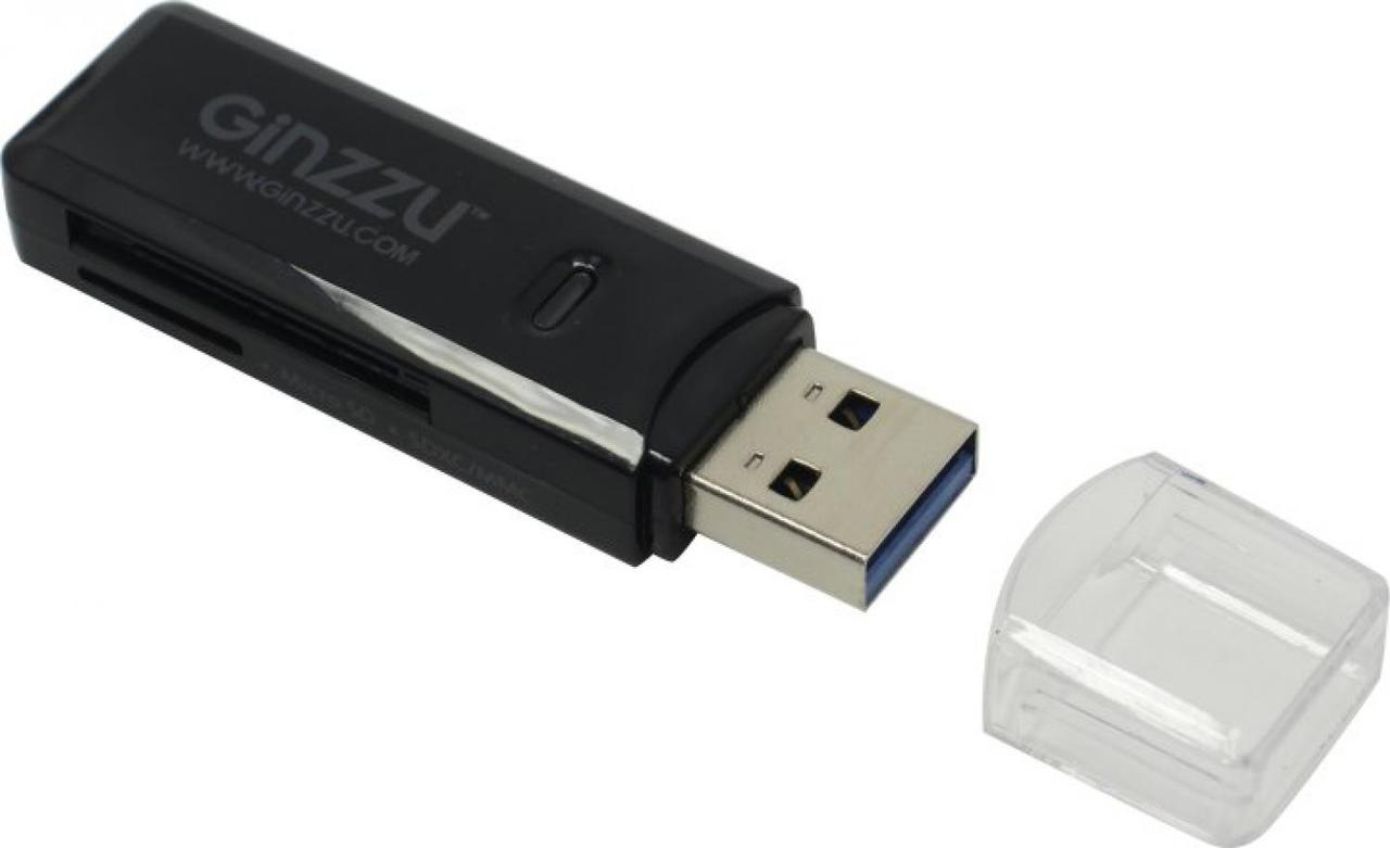 Картридер Ginzzu GR-311B USB3.0 SDXC/microSDXC Card Reader/Writer - фото 1 - id-p216516901