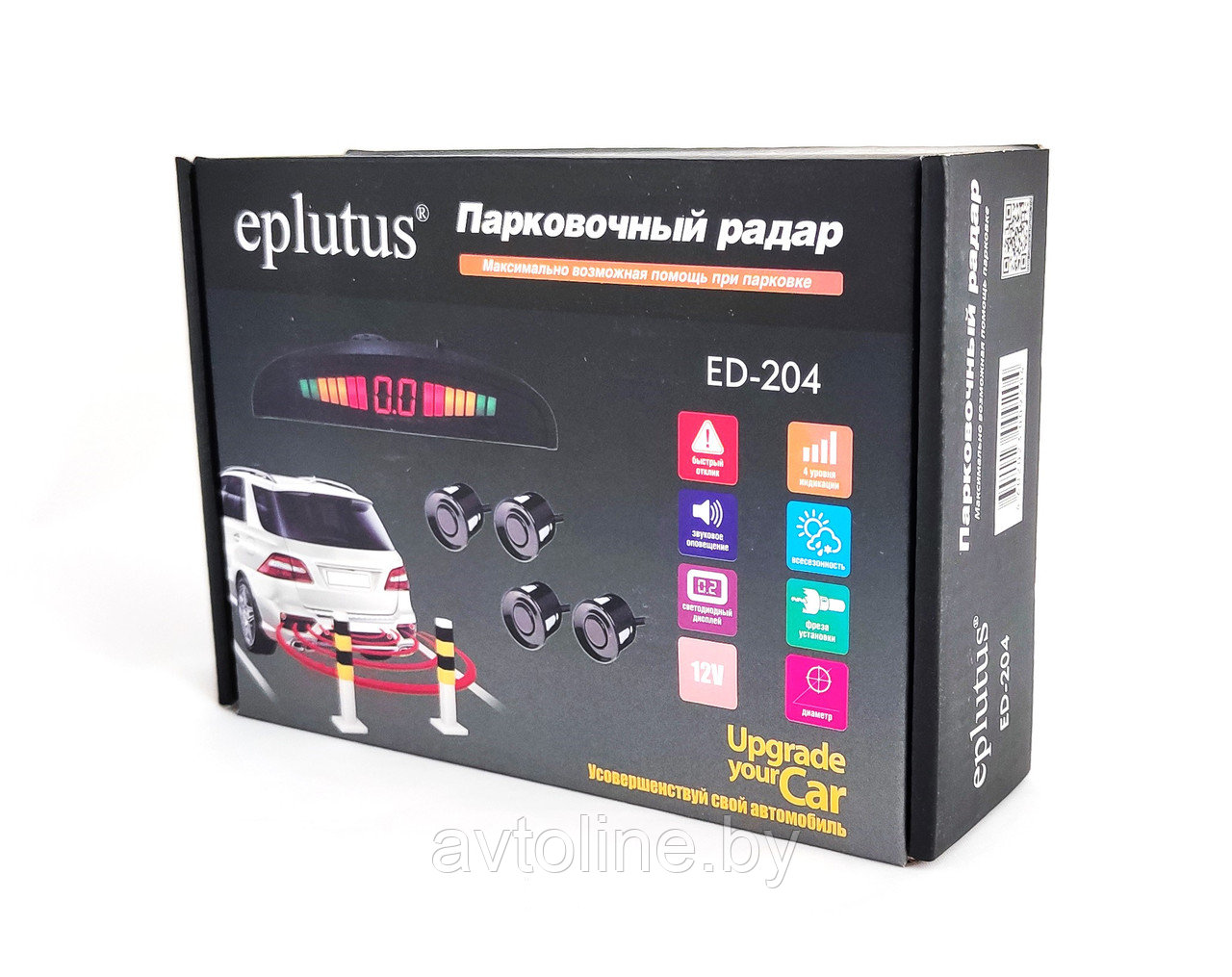 Парктроник EPLUTUS ED-204 (4 датчика 22 мм, дисплей, черный) ED-204 - фото 1 - id-p207632574