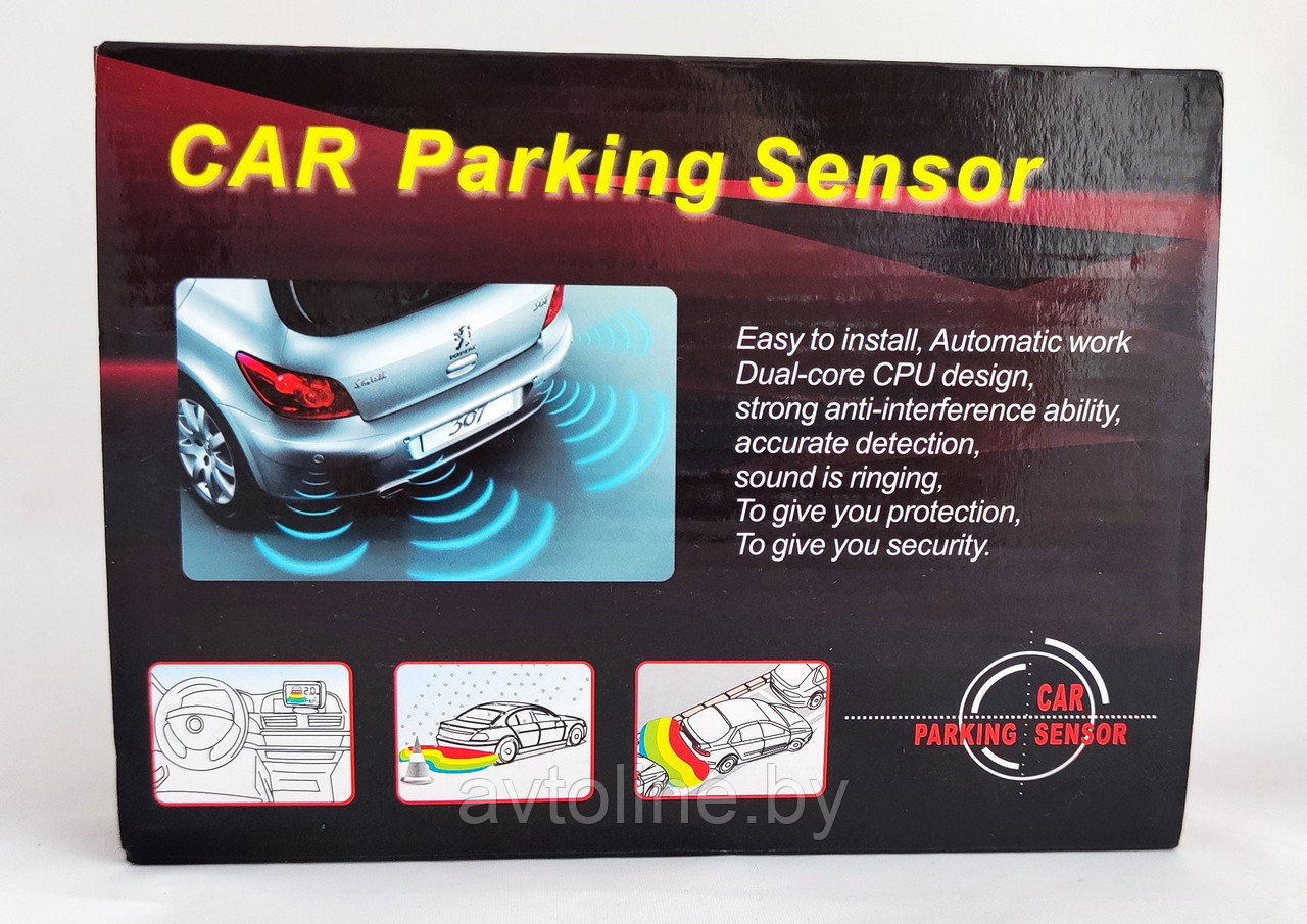 Парктроник Car Parking Sensor (4 датчика 22 мм, дисплей, белый) DYW-K18WH - фото 1 - id-p214390397