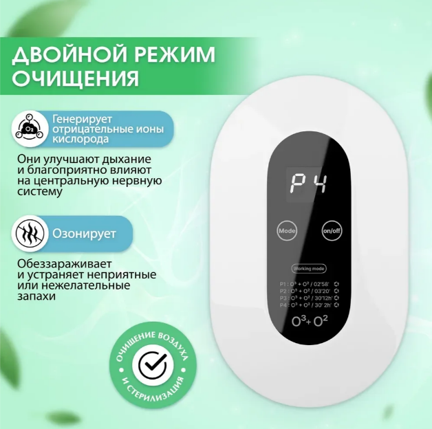 Портативный очиститель воздуха с функцией озонации и ионизации Air Purifier, 220 V (4 режима работы) - фото 3 - id-p216545388