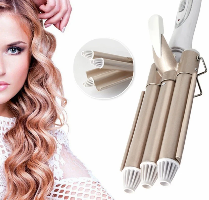 Тройная плойка для создания крупных локонов Hair Curler Wang D28 - фото 2 - id-p160137946