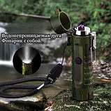 Походная электронная водонепроницаемая дуговая зажигалка - фонарик с USB зарядкой LIGHTER (3 режима), фото 6