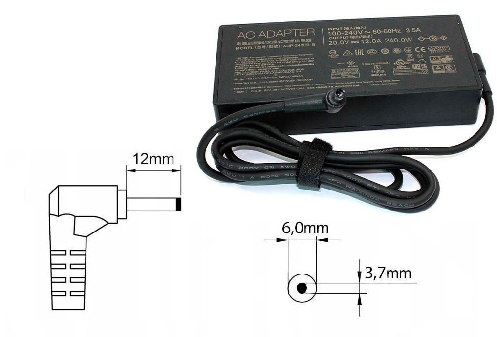 Оригинальная зарядка (блок питания) для ноутбука Asus ADP-240EB B, 240W, штекер 6.0x3.7 мм