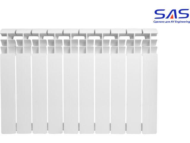 Радиатор биметаллический 500/80, 10 секций SAS (вес брутто 13083 гр.) (AV Engineering) - фото 1 - id-p199960851
