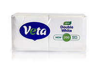 Салфетки бумажные 200шт неокрашенные "VETA DOUBLE WHITE ECO"