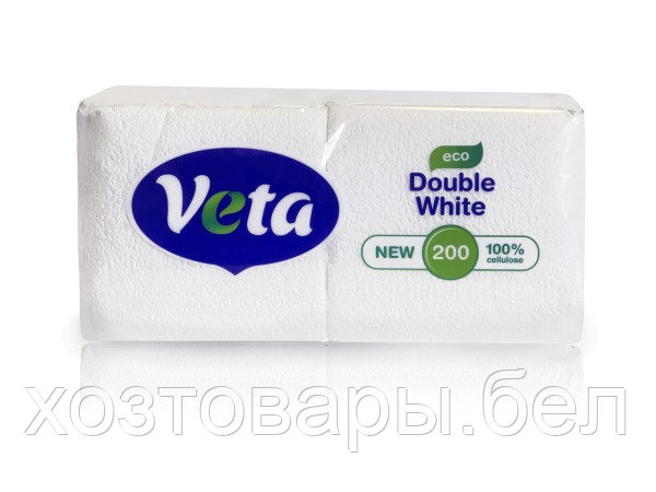 Салфетки бумажные 200шт неокрашенные "VETA DOUBLE WHITE ECO" - фото 1 - id-p216550408