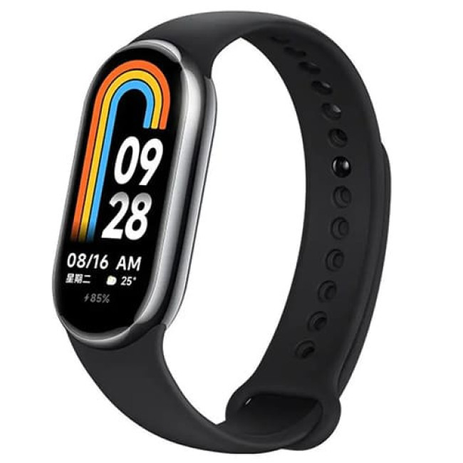 Фитнес-браслет Xiaomi Smart Band 8 (Международная версия) серый, с черным силиконовым ремешком, международная