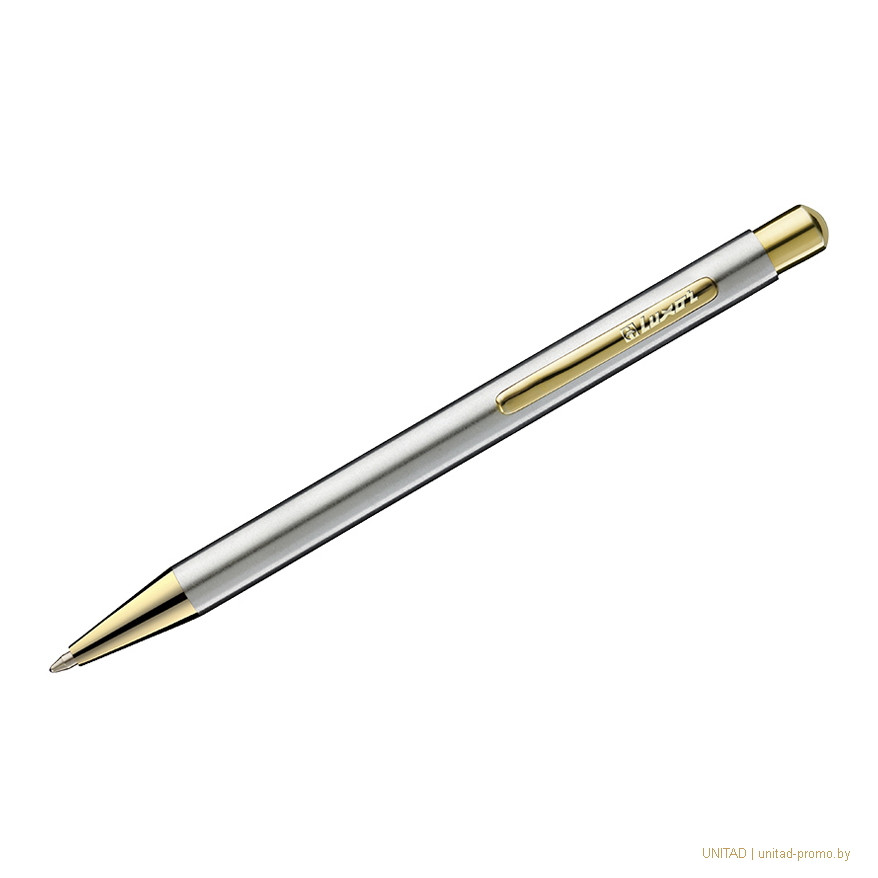 Ручка шариковая Luxor Nova синяя, 1,0мм, корпус хром/золото, кнопочный механизм - фото 1 - id-p216562102