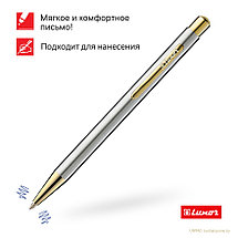 Ручка шариковая Luxor Nova синяя, 1,0мм, корпус хром/золото, кнопочный механизм, фото 3