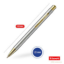 Ручка шариковая Luxor Nova синяя, 1,0мм, корпус хром/золото, кнопочный механизм, фото 2