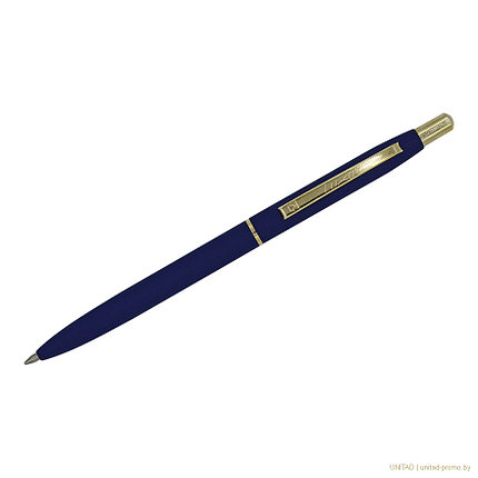 Ручка шариковая Luxor Sterling синяя, 1,0мм, корпус синий/золото, кнопочный механизм, фото 2