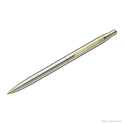 Ручка шариковая Luxor Sterling синяя, 1,0мм, корпус хром/золото, кнопочный механизм, фото 2