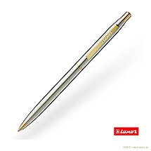 Ручка шариковая Luxor Sterling синяя, 1,0мм, корпус хром/золото, кнопочный механизм, фото 2