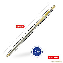 Ручка шариковая Luxor Sterling синяя, 1,0мм, корпус хром/золото, кнопочный механизм, фото 3