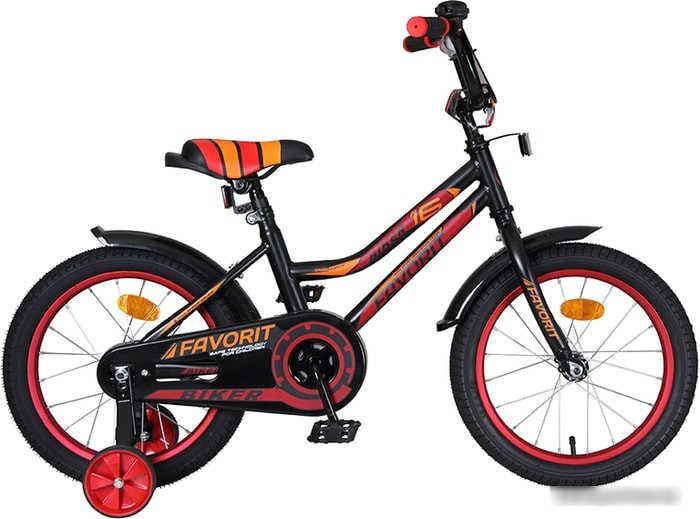 Детский велосипед Favorit Biker 16 2021 (черный/красный) - фото 1 - id-p210498167