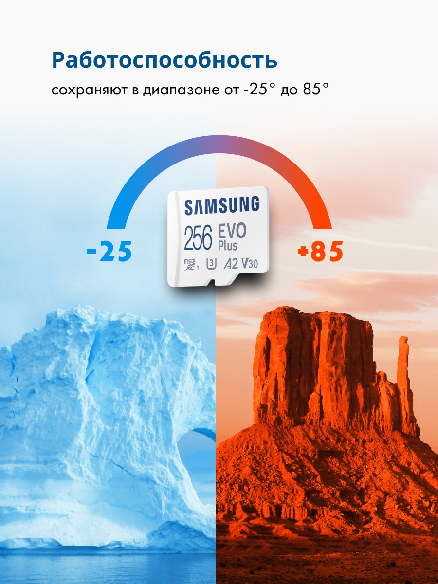 Карта памяти MicroSDXC 256GB Samsung Class 10 Evo Plus UHS-I U3 (100/90 Mb/s) + SD адаптер - фото 7 - id-p216563942