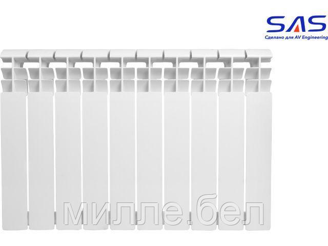 Радиатор биметаллический 500/80, 10 секций SAS (вес брутто 13083 гр.) (AV Engineering) - фото 1 - id-p192294314