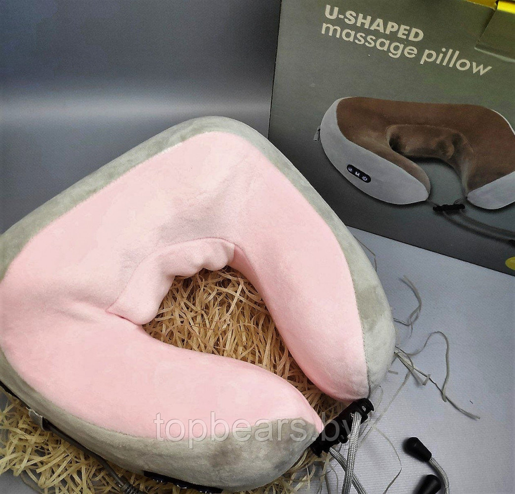 Массажер - подушка для шеи U-SHAPED MASSAGE PILLOW Коричневая - фото 2 - id-p198967475