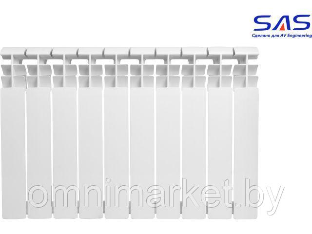 Радиатор алюминиевый 500/80, 10 секций SAS (вес брутто 9100гр) (AV Engineering) - фото 1 - id-p186136327