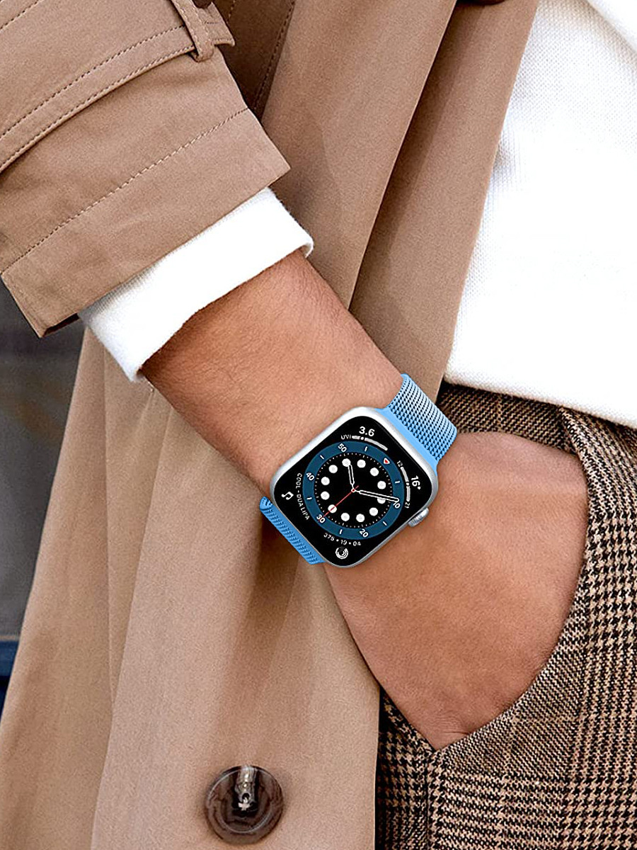 Миланский сетчатый браслет для Apple Watch 42-44-45 мм (Sky blue) - фото 5 - id-p216564273