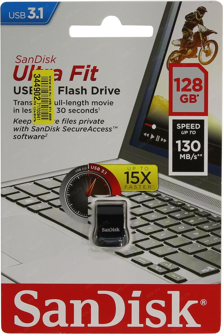 Флешка SanDisk Ultra Fit USB 3.1 128GB - фото 7 - id-p216566347