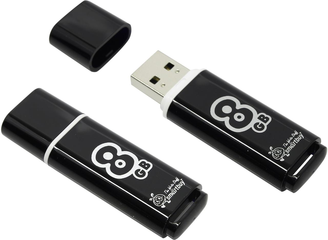Флешка SmartBuy Glossy 8GB USB 2.0 (черный) - фото 2 - id-p216564506