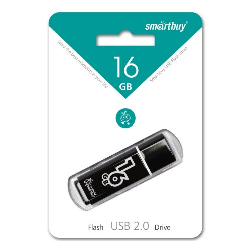 Флешка SmartBuy Glossy 16GB USB 2.0 (черный) - фото 2 - id-p216564510