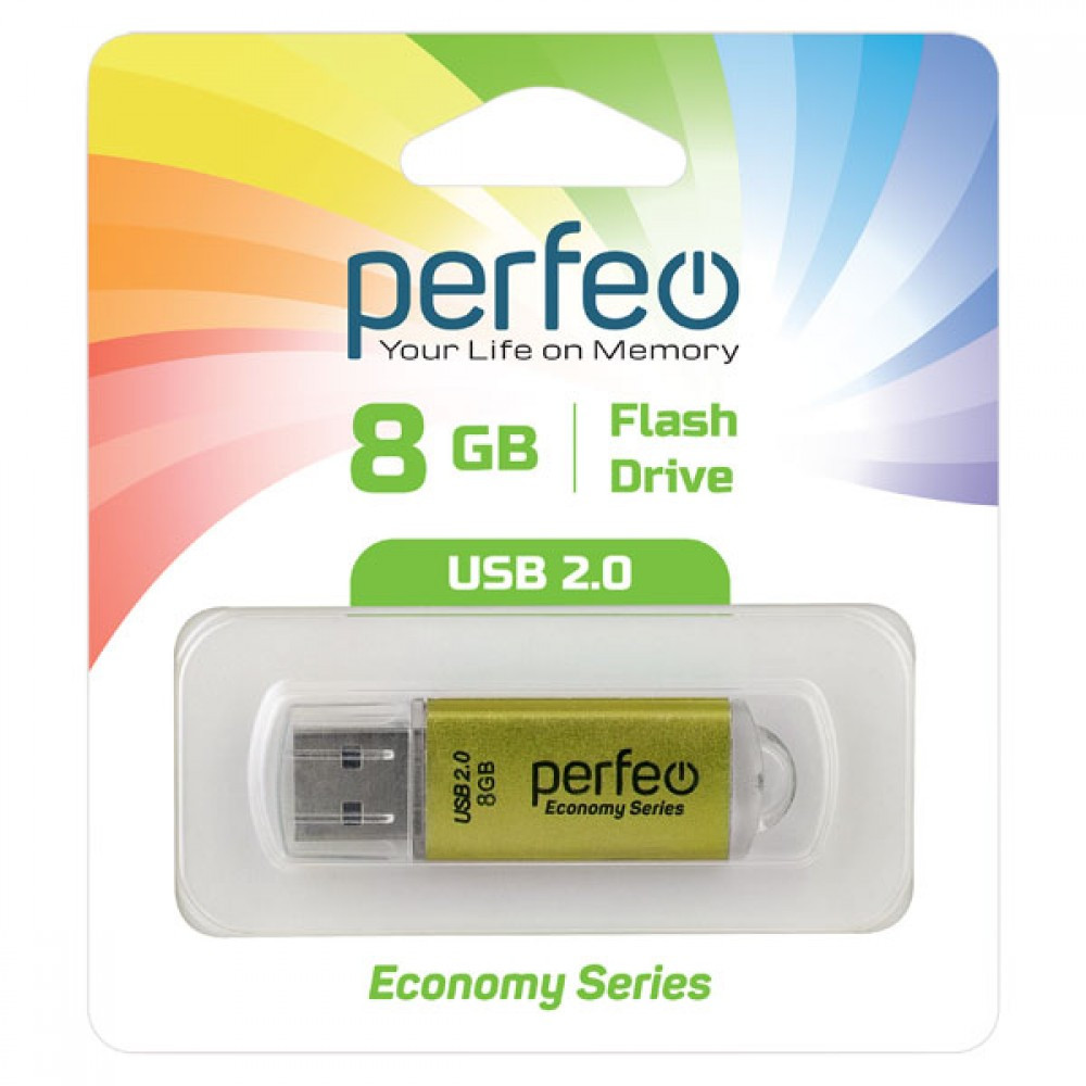 Флешка Perfeo Economy Series 8GB USB 2.0 (золотой) - фото 1 - id-p216564712