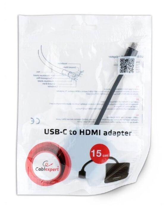 Адаптер Cablexpert A-CM-HDMIF-01, USB Type-C - HDMI 15см - фото 2 - id-p216579545