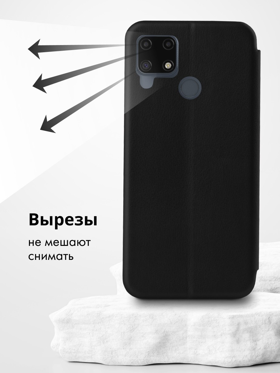 Чехол книжка для Realme C12, C15, C25, C25S (черный) - фото 3 - id-p216582812