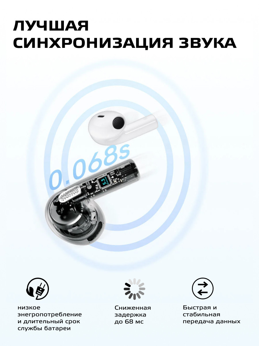 Наушники беспроводные Bluetooth QCY AilyPods T20 (белый) - фото 4 - id-p216582846