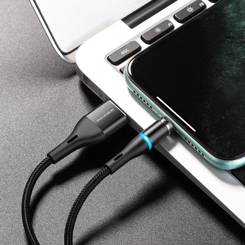 Магнитный кабель Borofone BU16 Skill Magnetic USB - Lightning (1.2м, черный) - фото 2 - id-p216580922