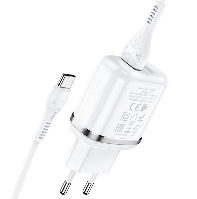 Сетевое зарядное устройство Hoco N4 2 USB с кабелем Type-C (белый)