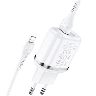 Сетевое зарядное устройство Hoco N4 2 USB с кабелем Lightning (белый)