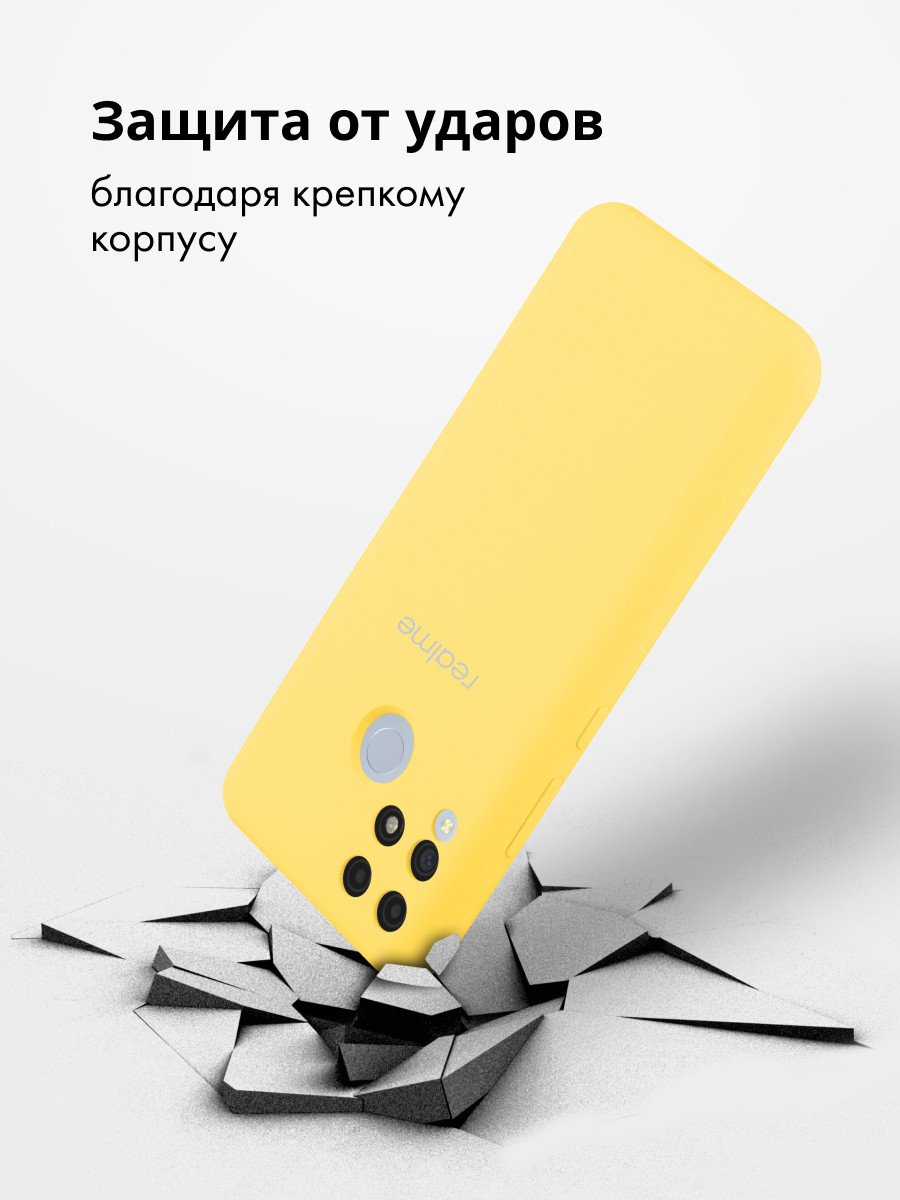 Чехол бампер Silicone Case для Realme C15, C12 (желтый) - фото 3 - id-p216582969