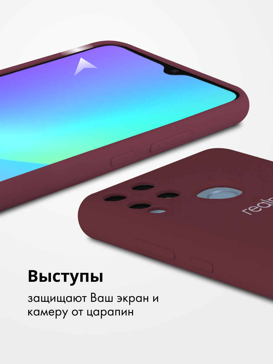 Чехол бампер Silicone Case для Realme C15, C12 (марсала) - фото 4 - id-p216582970