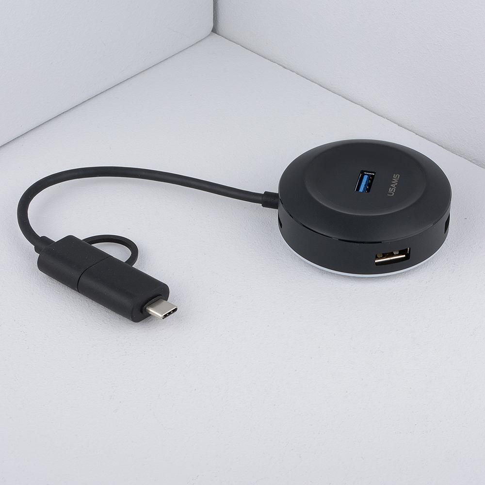 Type-C - USB хаб Usams US-SJ415 4USB 12 см (черный) - фото 1 - id-p216582084