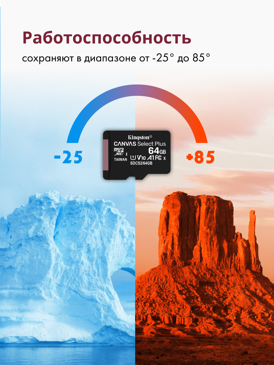 KingSton Canvas Select Plus microSDHC 64GB + SD адаптер - фото 4 - id-p216580103