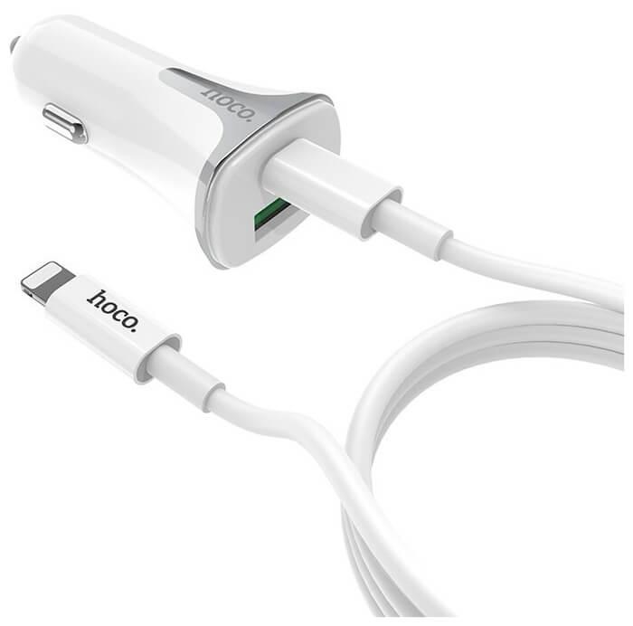 Автомобильное зарядное устройство Hoco Z31 2 USB 3A с кабелем Type-C (белый) - фото 1 - id-p216580184
