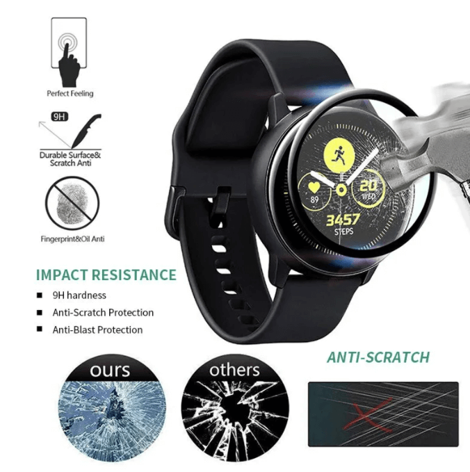 Защитное мягкое стекло для Samsung Galaxy Watch Active 2 (44mm) - фото 3 - id-p216580225