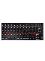 Наклейки на клавиатуру Silito матовые, черный фон, белые английские, русские (красный)